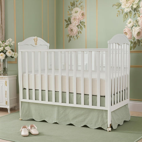 Brandream Scallop Edge Cotton Crib Skirt, Baby Boy, Baby Girl, Gender Neutral Crib Skirt Toddler Bedskirt Farmhouse