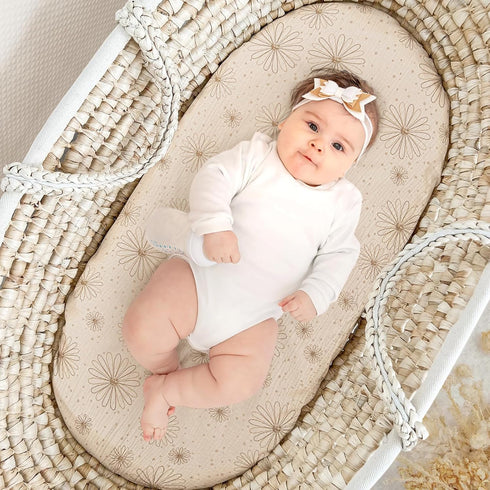lulumoon Muslin Bassinet Sheets Baby: Cotton Bassinet Sheets Fitted for Boys and Girls - Bassinet Mattress Sheets