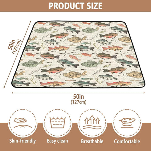 KICPOAY 50 50 Baby Play Mat Vintage Bass Fishes x Playpen Mats for Floor Play Gym Crawling Mat Non-Slip Cushioned Baby