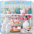 24 Set 8 oz Lenwen Color Your Own Tea Party Cups with Handle, DIY Coloring Treat Paper Cups and Plates Snack Dessert