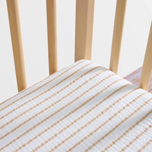 Meracorallo Muslin Fitted Crib Sheet, Soft and Breathable Baby Crib Sheet for Standard Crib and Toddler Mattresses