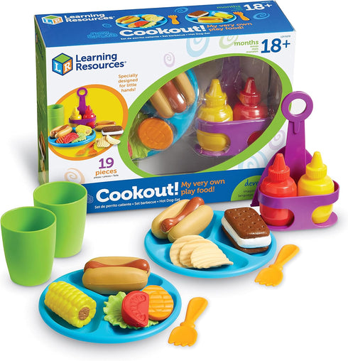 Learning Resources New Sprouts Cookout! - 19 Pieces Barbecue Set for Pretend Play Food for Toddlers 18+ Months