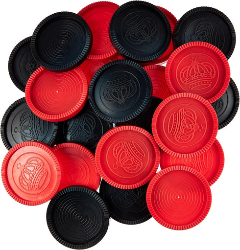 24 Jumbo Replacement Checkers: Extra Red/Black Interlocking Plastic Pieces for Board Games, 2.75" Wide