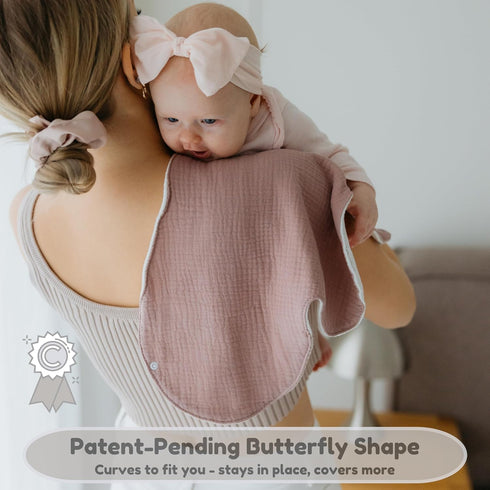 2-in-1 3-Layer, 26x12, (Pack 2, Burp Cloth to Bib, Water-Resistant XL Cotton Muslin Soft & Absorbent of Clay