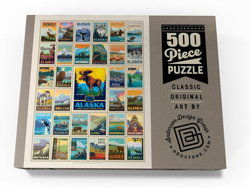 MyPuzzle Alaska Vintage Poster, Multi-Image Print, State Pride, Premium 500 Piece Jigsaw Puzzle