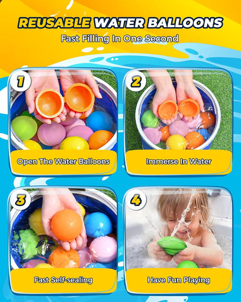 SOPPYCID 20PCS Reusable Water Balloons, Pool Beach Toys for Kids, Summer Outdoor Water Games for Kids Adults