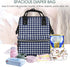 Qewfoju 2 Backpack Navy blue Gingham Pattern Diaper Bag Multifunctional Baby Bags for Baby Girls & Boys Large Capacity