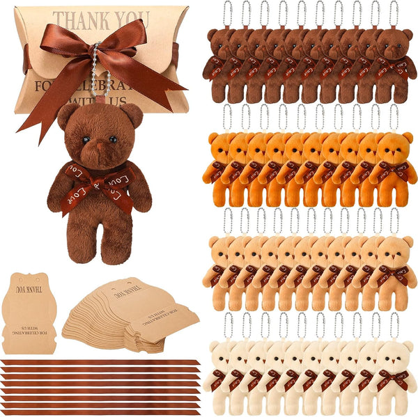 HyDren 120 Pcs Mini Bear Baby Shower Favors Small Tiny Plush Bear