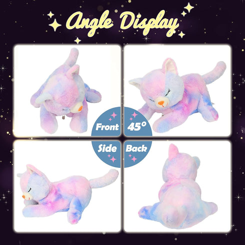 Hopearl LED Plush Cat with 3 Baby Kittens, Stuffed Animal Playset Night Lights Glow in The Dark for Kids.