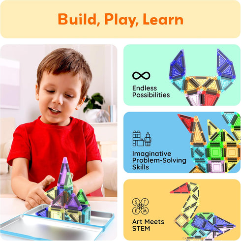 Set Playset 3+ PN11 PicassoTiles Nano Tiles Magnetic Building Construction with Tin Storage Case Compact Colorful Mini