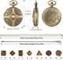 Mini DND Dice Set: 7pcs Polyhedral Metal Dice with Bronze Steampunk Gear Pocket Watch Case