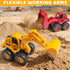 3, 4, 5 (2 Pack) Beestech Construction Toys, Friction Powered Excavator Loader Truck Vehicles, Beach Sand Sandbox Toys