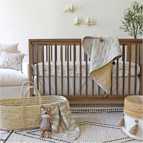 Crane Baby Crib Sheet, Woodland Crib Sheets for Boys and Girls, Soft 100% Cotton Sateen Baby Bedding