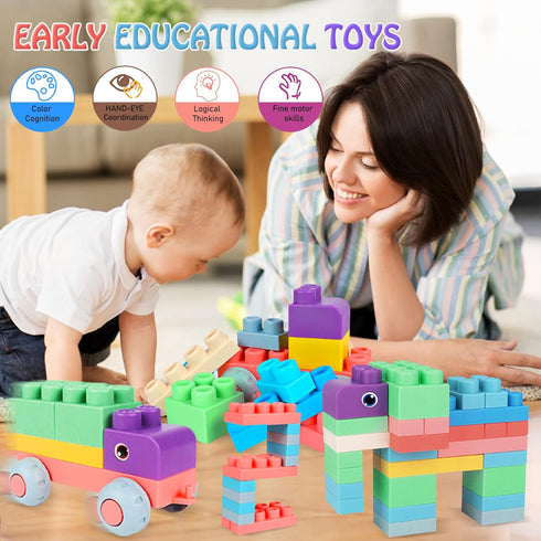 Kids 21 PCS Colorful Soft Building Blocks for Toddlers, Large STEM Toys, Baby Teething Gifts