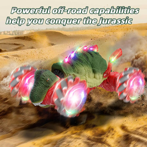 Dinosaur Remote Control Car, 2.4Ghz 4WD RC Cars with Dinosaur Sounds & Light Music, Gesture Sensing Remote Control Car