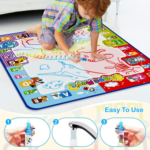 Jasonwell Aqua Water Doodle Mat 31 X 31 Inches, Extra Large Magic Drawing Mat, Educational Gifts for Kids Age 2-8