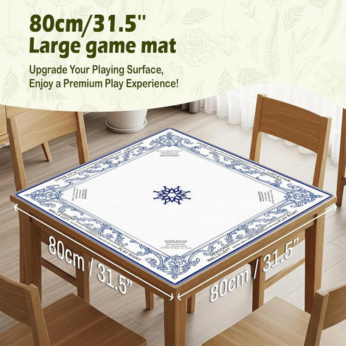 VIIJJUE 31.5 31.5 Country Blue Floral Mahjong Mat Gifts x in, Vintage Blue and White French Mahjong Mat for Table