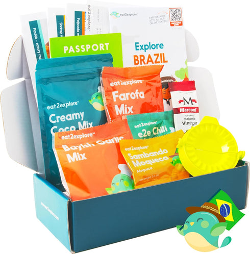 Kids Interactive Cooking Set for Families, Includes Recipe Cards, Cooking Tools, and Explorer Guide, Explore Brazil Kit