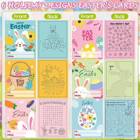 Rotu 30 Packs(274Pcs) Easter Basket Stuffers Essentials Mess Free Watercolor Coloring Books with Easter Cards for Kids
