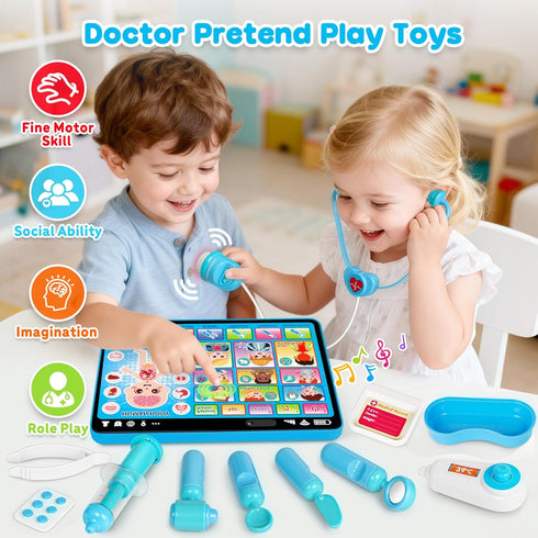 Peacurh 3-5 Set 3 2-3 2-4 Doctor Kit for Toddlers Kids Doctors Play with Interactive Learning Tablet Toys for Year Old