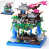 LQPFBSM Cherry Blossom Treehouse Micro Mini Building Block Sets with Acrylic Display Box