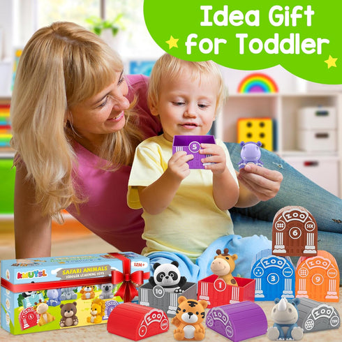 KMUYSL Learning Toys for 1,2,3 Year Old: 20 Pcs Animals Toy for Counting Skill, Color Matching, Educational Gift for