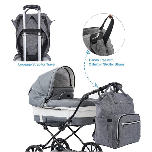 Backpack Baby Diaper Bag with Portable Changing Pad Multifunctional Large Unisex Nappy Changing Bags with Insulated