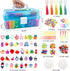 17500+ 3 28 600 352 40 INSCRAFT Rubber Loom Bands with Layer Blue Container, Colors, S-Clips, Beads, Cartoon Pendant
