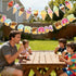 2Pcs Summer Community Ice Cream Party Decorations - Ice Cream Bar Banner & Cone Bunting Decorations for Party, Kids