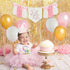 1/2 6 Birthday High Chair Banner, Half-Year Crown Hat, Months Party Decorations, Baby Photo Props with Pink Bow