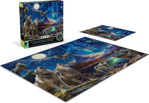 Ceaco Glow in The Dark Jigsaw Puzzle, The Beauty of Wolves, 750 Piece Puzzle for Adults