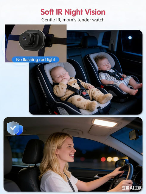 Generic 2 5" Car Baby monitorrBaby Car Camera for Kids - Dual Channel Car Baby Monitor with Split Screen,Night Vision
