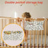 FALESOUL 2-Pockets Cotton Baby Bedside Hanging Storage Bag, Baby Crib Side Organizer Crib Hanging Organizer, Diaper