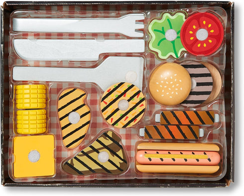 Set 3+ Melissa & Doug Grill and Serve BBQ with Pretend Play Toy Food & Kids Play Kitchen Accessories, Preschool