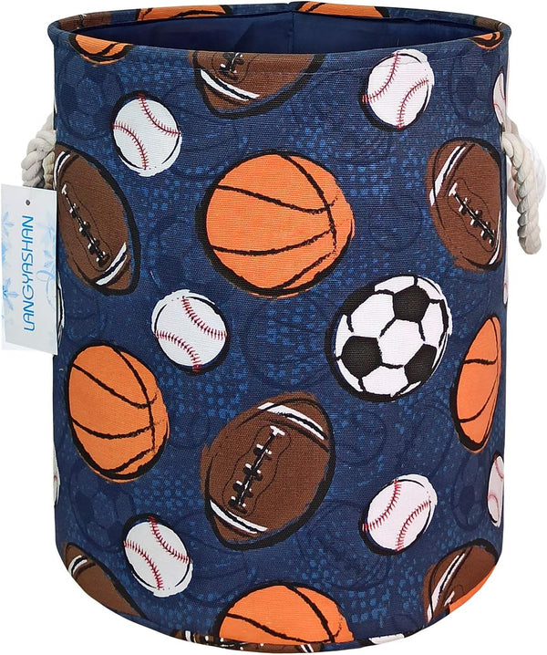 LANGYASHAN Laundry Basket Canvas Collapsible Organizer Storage Basket for Boys Girls Laundry Hamper