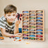 KISLANE Stylish Bamboo Wood Toy Cars Display Case with Removable Shelves for 30-Slot Wall-Mountable Organizer