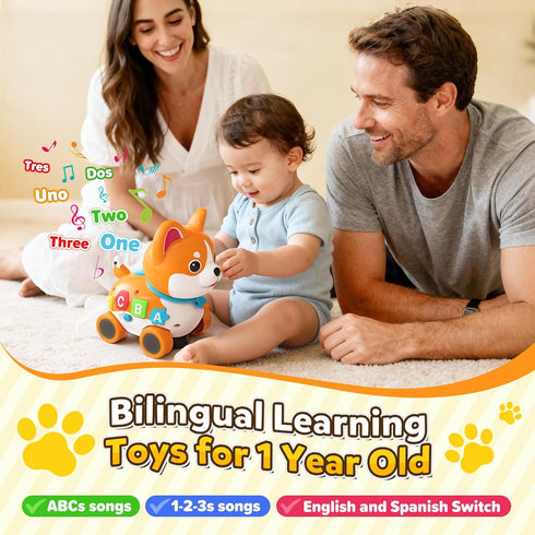 SHXYKZ 6-12-18 3-in-1 1 7 8 9 10 Baby Toys for Month, Musical Puppy Toy, Crawling & Walking Toys for Year Old Boy Girl