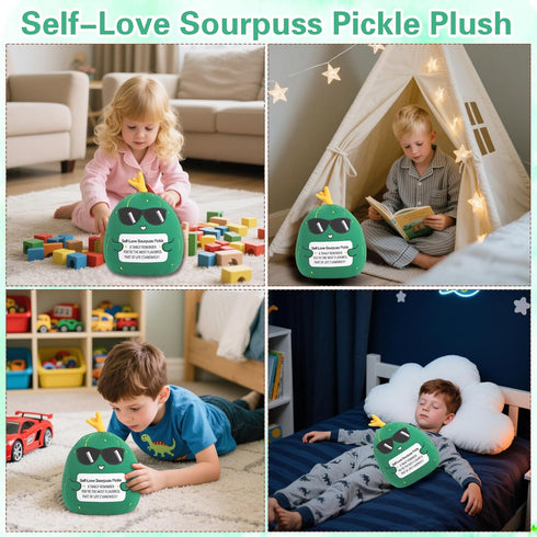 10 Inch Cucumber Plush Pickle Stuffed Animal - Emotional Support Stress Relief Home Decor Soft Plushie Toy for Bedroom