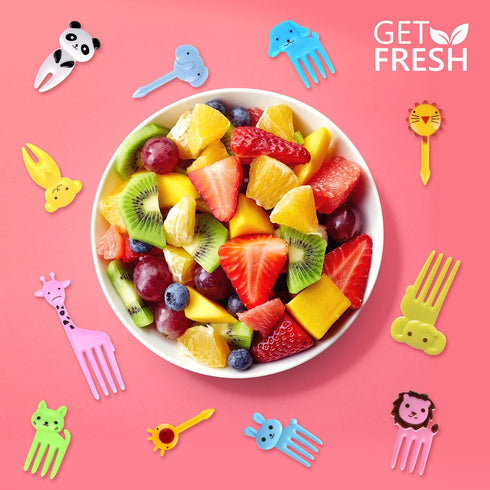 GO FRESH Food Picks for Kids, 30 Pieces Animal Bento Deco Set, Mini Cartoon Toothpick for Baby Showers and Kids Parties