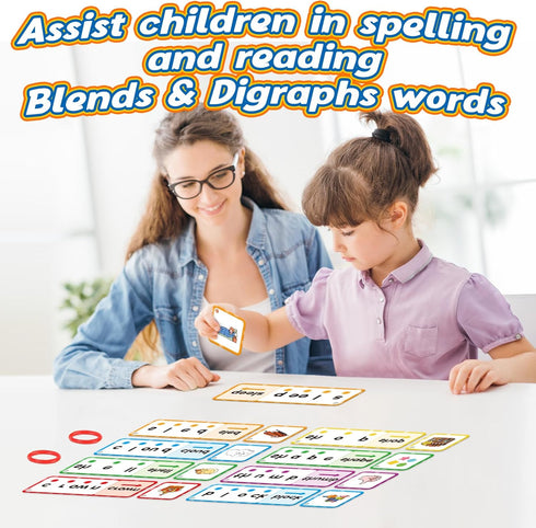 Blends & Digraphs Cards, Phonics Games for Toddlers Kids, Learn to Read, Spelling Reading Learning Activities
