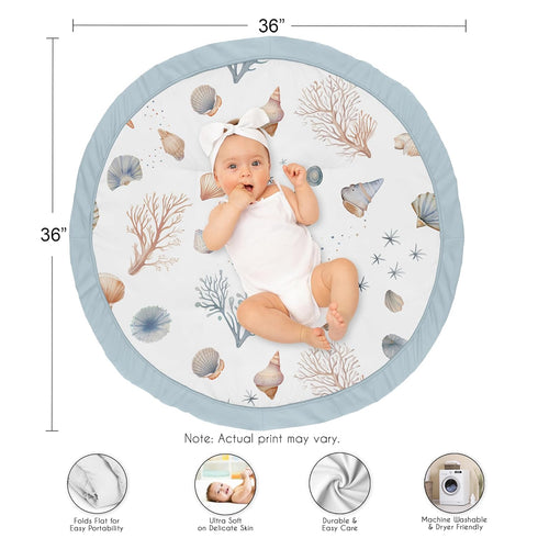 Tummy Sweet Jojo Designs Ocean Seashells Boy, Girl, Unisex/Gender Neutral Baby Play Mat Time Activity, Toddler Floor