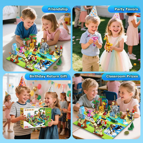 25 Set 8 Pack 6+ (1460PCS) HOGOKIDS Animals Zoo Building with Play Mat - Zoo Scene modules Blocks Toy for Easter