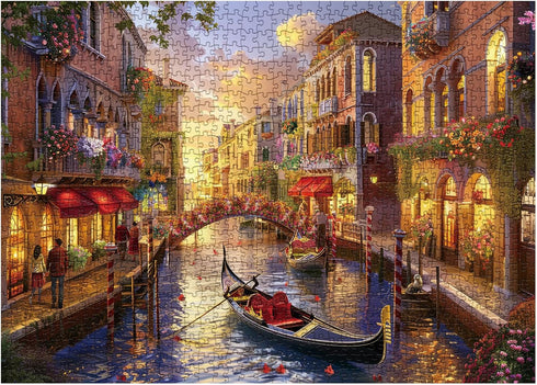 BBOLDIN 1000 Sunset Italy Venice Landscape Puzzles for Adults Pieces, Colorful Europe City Scenic Jigsaw Puzzles, Art