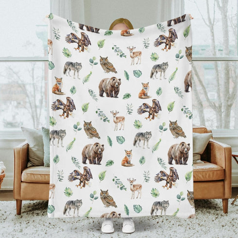 SqtmuHLuo Animal Baby Blanket Boys Girls Deer Bear Owl Flannel Plush Nursery Bed