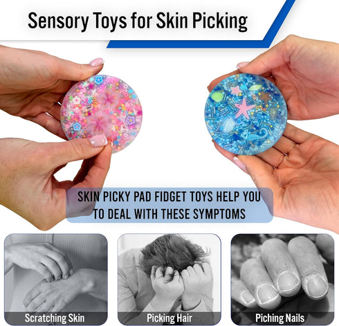 Generic 2 Picky Pad Pcs - Multicolor Fidget Pads, Fidget Toy for Skin Picking, Trichotillomania & Dermatillomania, ADHD