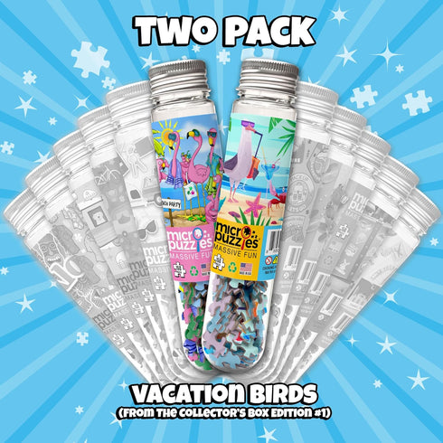 MicroPuzzles “Vacation Birds” 2-Pack, Collectors Edition 1 - Mini Jigsaw Puzzles, 150 Pieces, 4 x 6 Inch Twin Pack