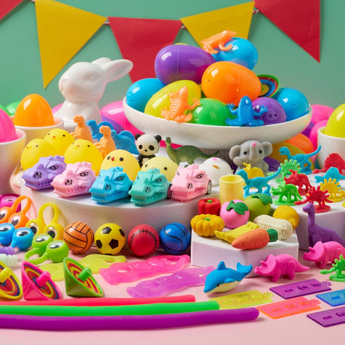 144 JOYIN PCS Prefilled Easter Eggs with Assorted Toys for Easter Egg Hunt, Party Favors, Basket Stuffers, Classroom