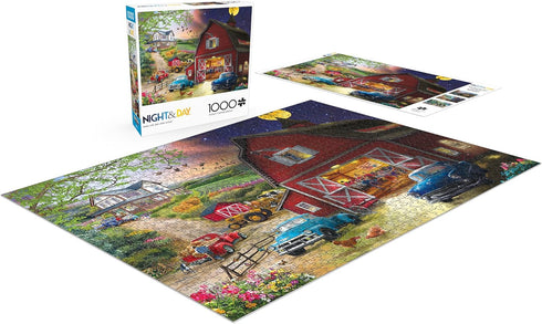 1000 Piece Jigsaw Puzzle for Adults - Farm Life Day and Night by Buffalo Games - Bigelow Illustrations - 26.75 x 19.75
