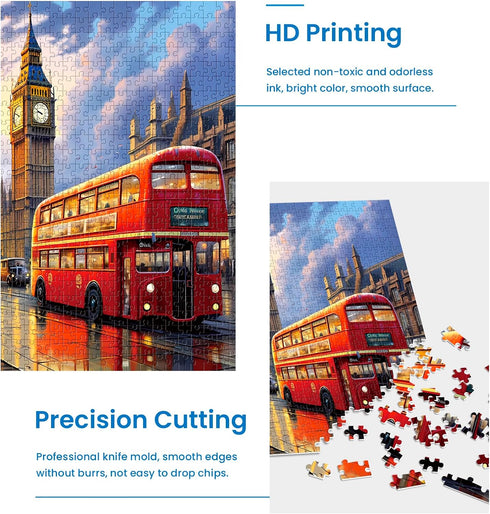 2 Pack Puzzles for Adults 1000 Pieces - Big Ben and Eiffel Tower Difficult Jigsaw Puzzles, DIY Leisure Game