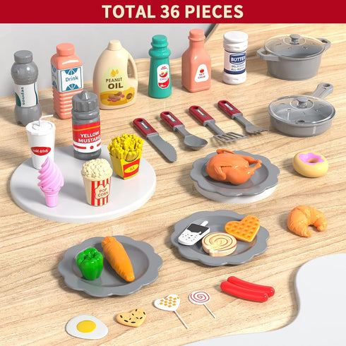 WATUDOU Playset Sets 3 4 5 6 7 8, Kids Kitchen for Toddlers Girls, Toy Kitchen Pretend Play Food Toys for Kids Girls